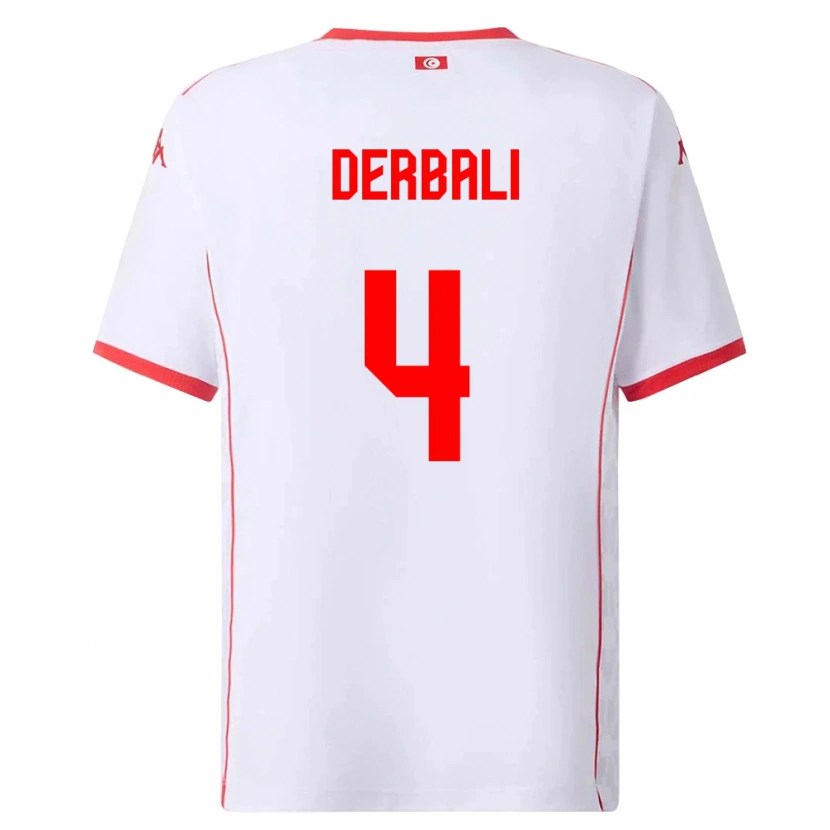 Danxen Kid Tunisia Alaeddine Derbali #4 White Red Away Jersey 26-28 T-Shirt