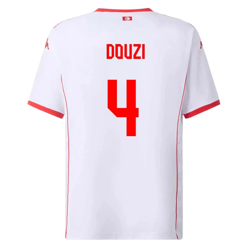 Danxen Kid Tunisia Youssef Douzi #4 White Red Away Jersey 26-28 T-Shirt