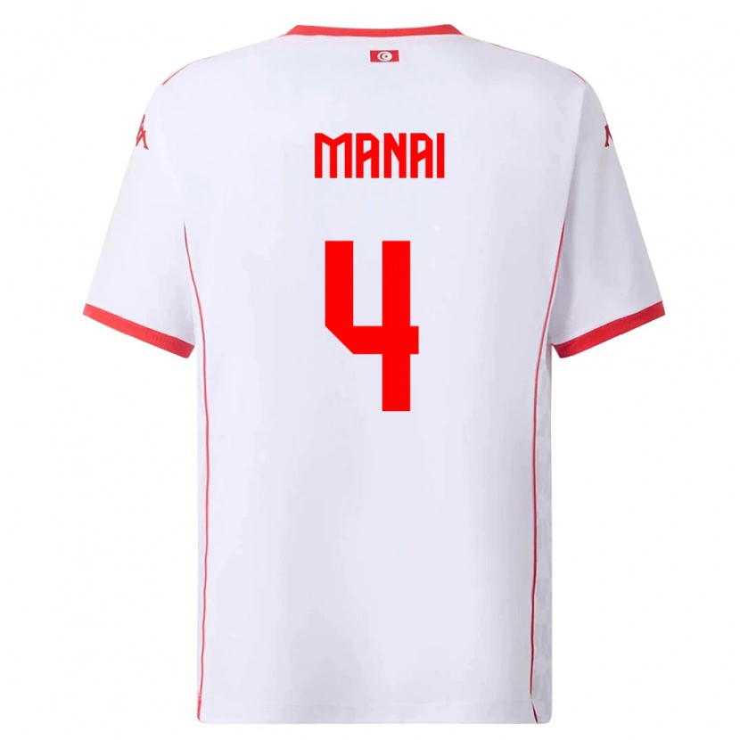 Danxen Kid Tunisia Jassin Manai #4 White Red Away Jersey 26-28 T-Shirt