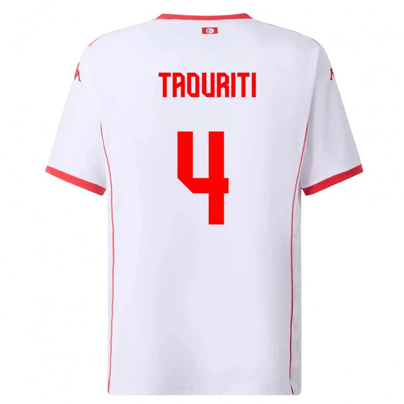 Danxen Kid Tunisia Ryan Taouriti #4 White Red Away Jersey 26-28 T-Shirt