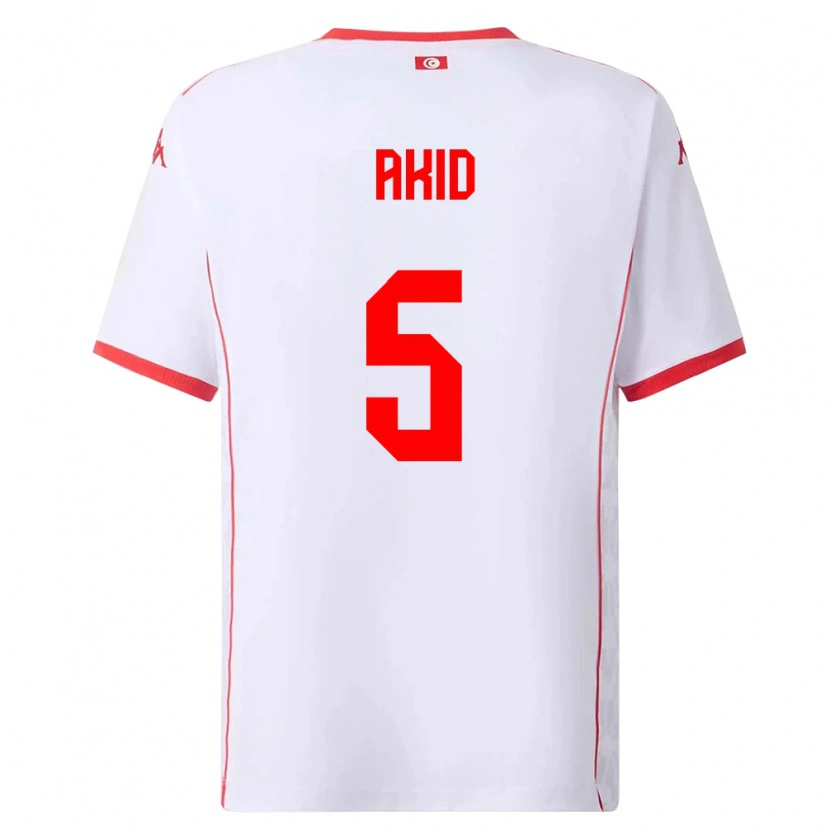 Danxen Kid Tunisia Abdessalem Akid #5 White Red Away Jersey 26-28 T-Shirt