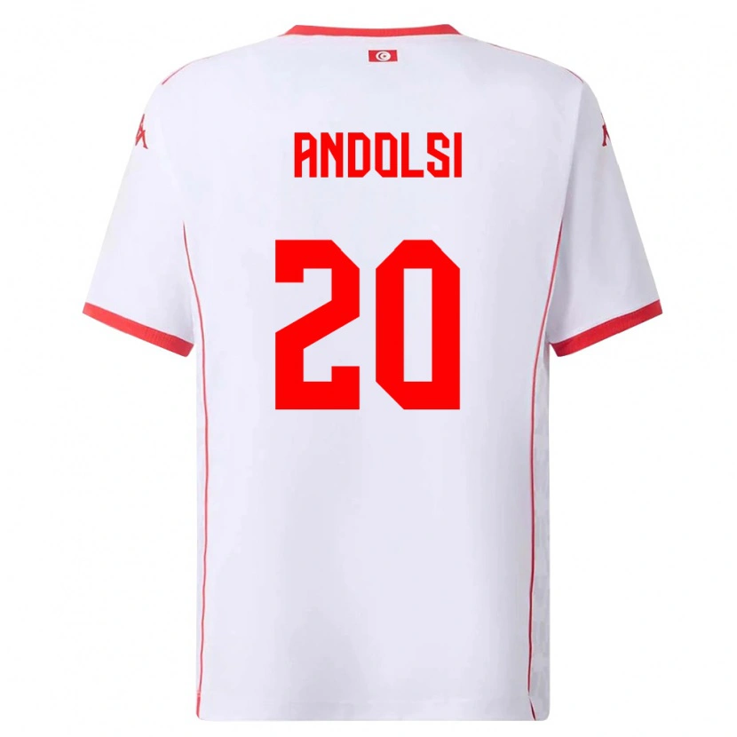 Danxen Kid Tunisia Youssef Andolsi #20 White Red Away Jersey 26-28 T-Shirt