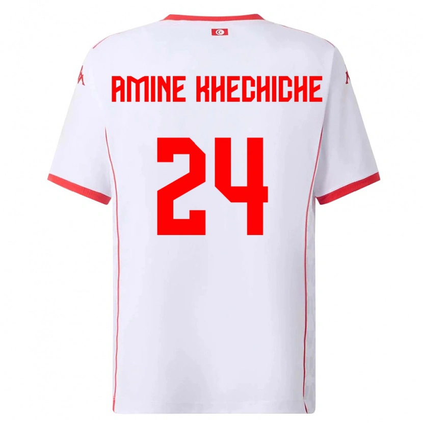 Danxen Kid Tunisia Mohamed Amine Khechiche #24 White Red Away Jersey 26-28 T-Shirt