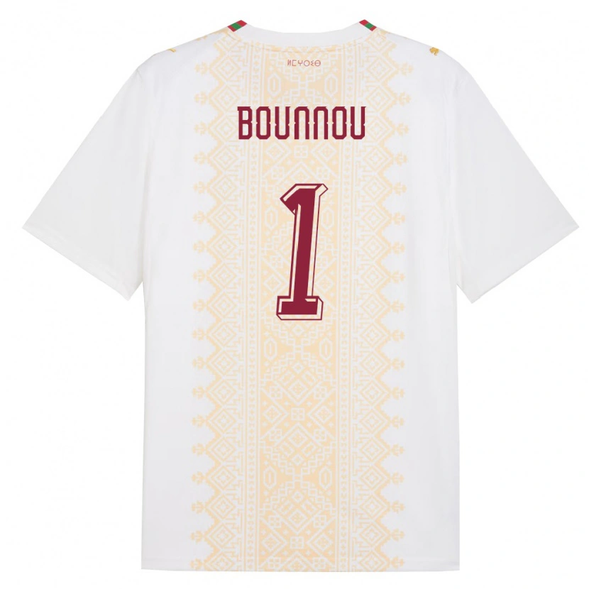 Danxen Kid Morocco Yassine Bounnou #1 White Gold Red Away Jersey 26-28 T-Shirt