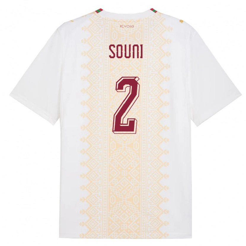 Danxen Kid Morocco Reda Souni #2 White Gold Red Away Jersey 26-28 T-Shirt