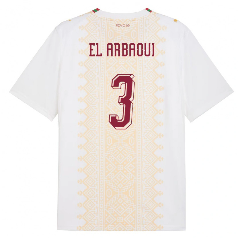 Danxen Kid Morocco Ilyas El Arbaoui #3 White Gold Red Away Jersey 26-28 T-Shirt
