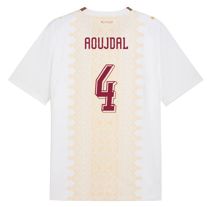 Danxen Kid Morocco Youssef Aoujdal #4 White Gold Red Away Jersey 26-28 T-Shirt