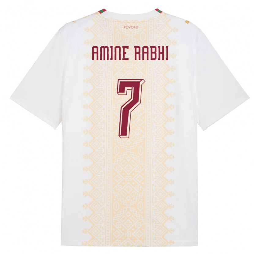 Danxen Kid Morocco Mohamed Amine Rabhi #7 White Gold Red Away Jersey 26-28 T-Shirt