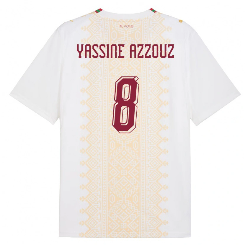 Danxen Kid Morocco Mohamed Yassine Azzouz #8 White Gold Red Away Jersey 26-28 T-Shirt