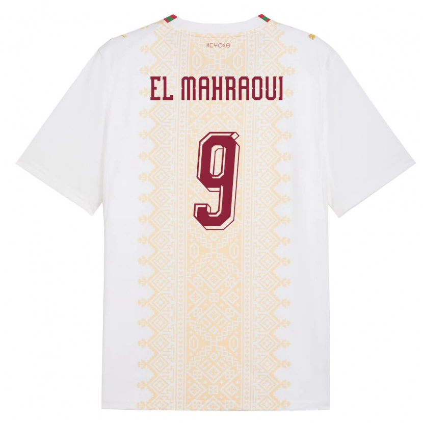 Danxen Kid Morocco Anas El Mahraoui #9 White Gold Red Away Jersey 26-28 T-Shirt