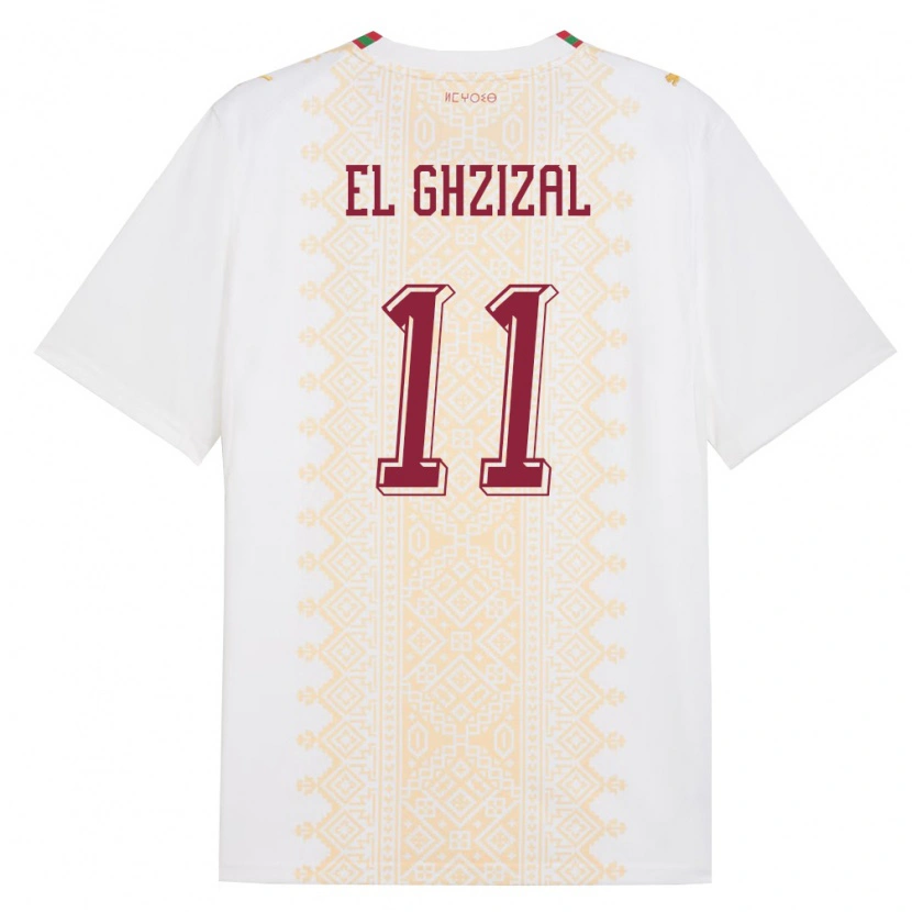 Danxen Kid Morocco Anis El Ghzizal #11 White Gold Red Away Jersey 26-28 T-Shirt