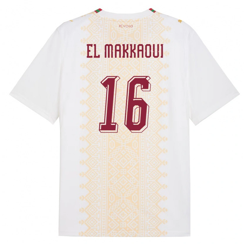 Danxen Kid Morocco Anas El Makkaoui #16 White Gold Red Away Jersey 26-28 T-Shirt