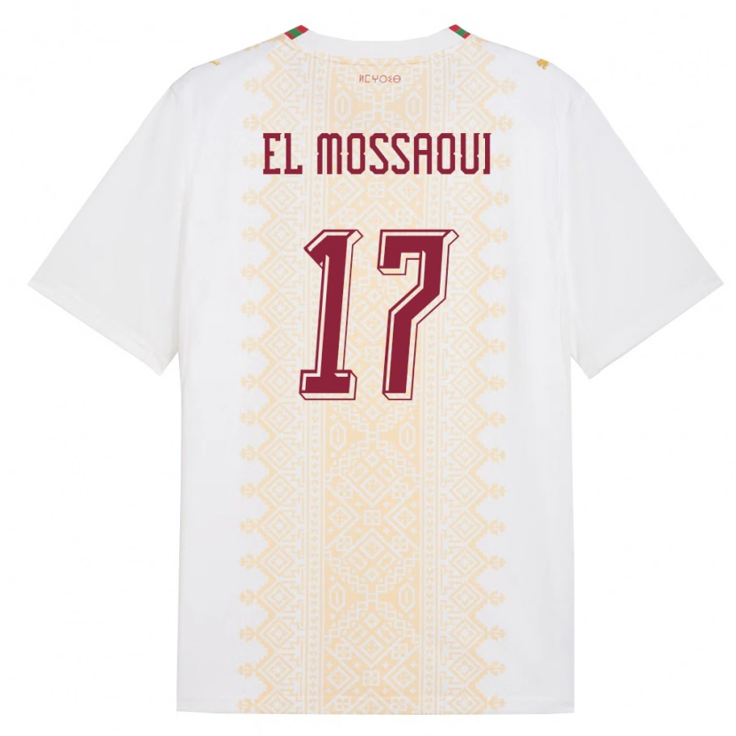 Danxen Kid Morocco Mohamed El Mossaoui #17 White Gold Red Away Jersey 26-28 T-Shirt