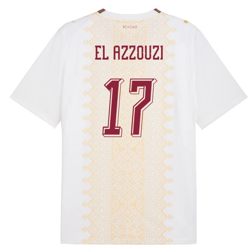 Danxen Kid Morocco Oussama El Azzouzi #17 White Gold Red Away Jersey 26-28 T-Shirt