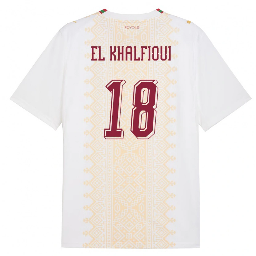 Danxen Kid Morocco Zakari El Khalfioui #18 White Gold Red Away Jersey 26-28 T-Shirt