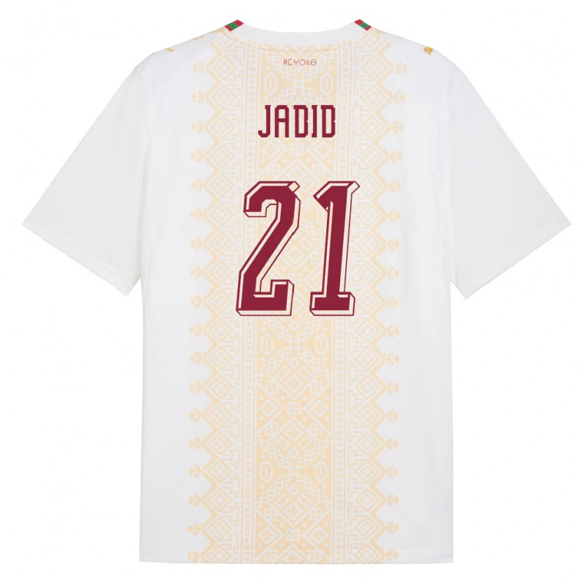 Danxen Kid Morocco Akram Jadid #21 White Gold Red Away Jersey 26-28 T-Shirt