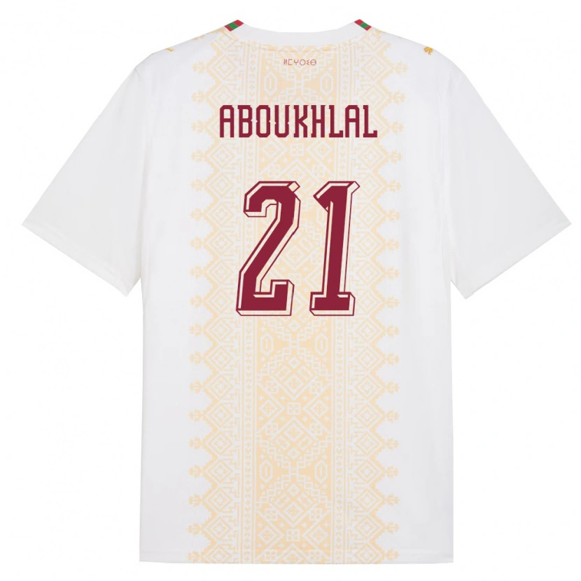 Danxen Kid Morocco Zakaria Aboukhlal #21 White Gold Red Away Jersey 26-28 T-Shirt