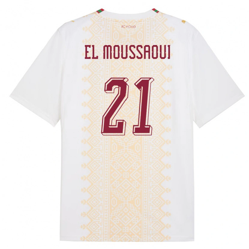 Danxen Kid Morocco Tajeddine El Moussaoui #21 White Gold Red Away Jersey 26-28 T-Shirt