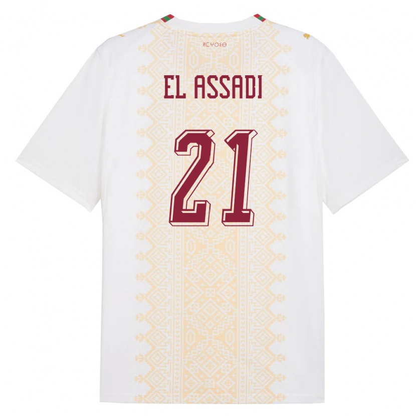 Danxen Kid Morocco Othmane El Assadi #21 White Gold Red Away Jersey 26-28 T-Shirt