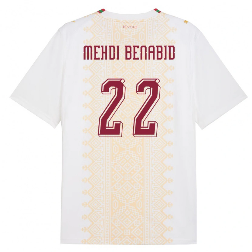 Danxen Kid Morocco El Mehdi Benabid #22 White Gold Red Away Jersey 26-28 T-Shirt