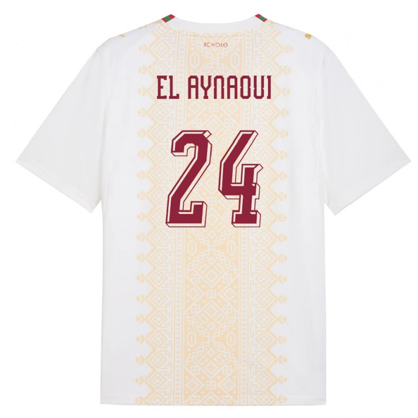 Danxen Kid Morocco Neil El Aynaoui #24 White Gold Red Away Jersey 26-28 T-Shirt