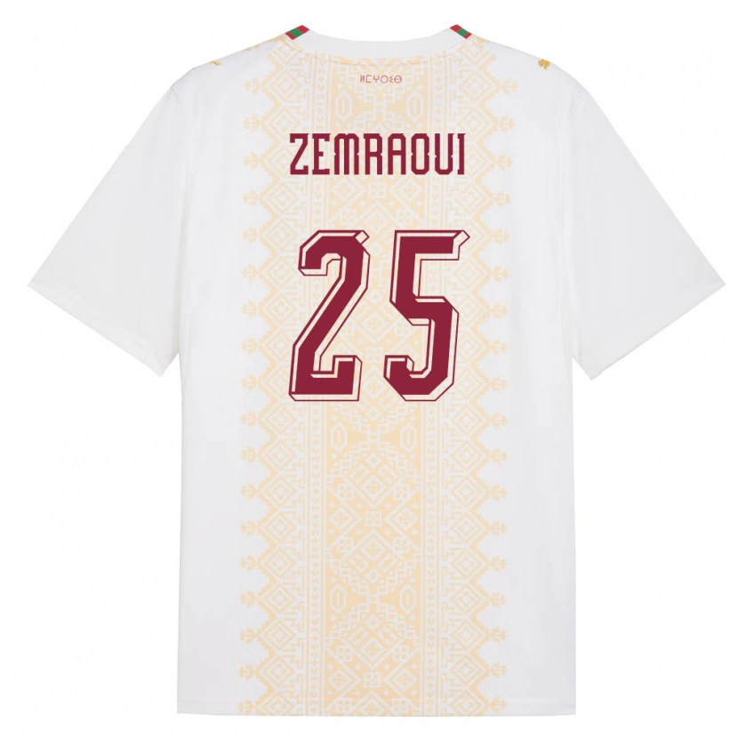 Danxen Kid Morocco Oussama Zemraoui #25 White Gold Red Away Jersey 26-28 T-Shirt
