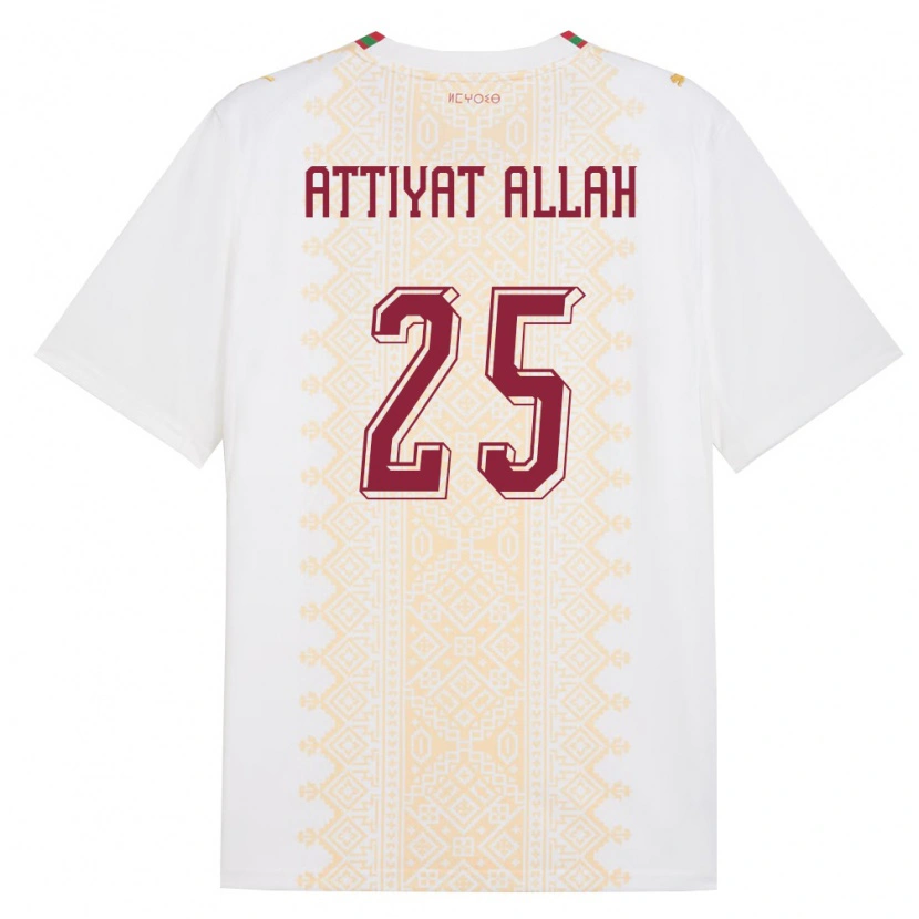 Danxen Kid Morocco Yahia Attiyat Allah #25 White Gold Red Away Jersey 26-28 T-Shirt