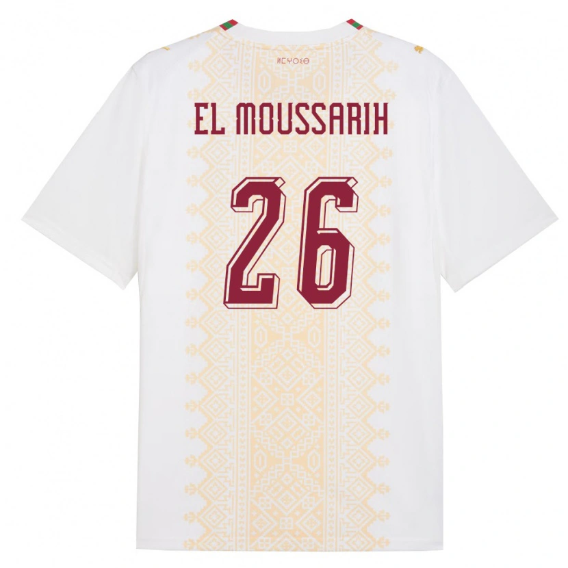 Danxen Kid Morocco Yanis El Moussarih #26 White Gold Red Away Jersey 26-28 T-Shirt