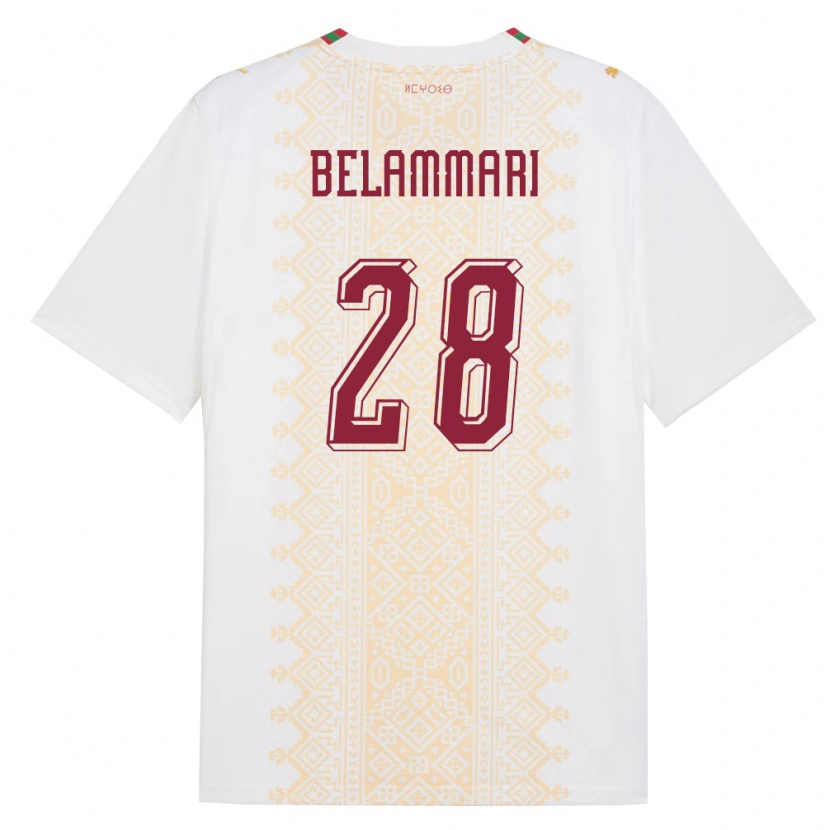 Danxen Kid Morocco Youssef Belammari #28 White Gold Red Away Jersey 26-28 T-Shirt