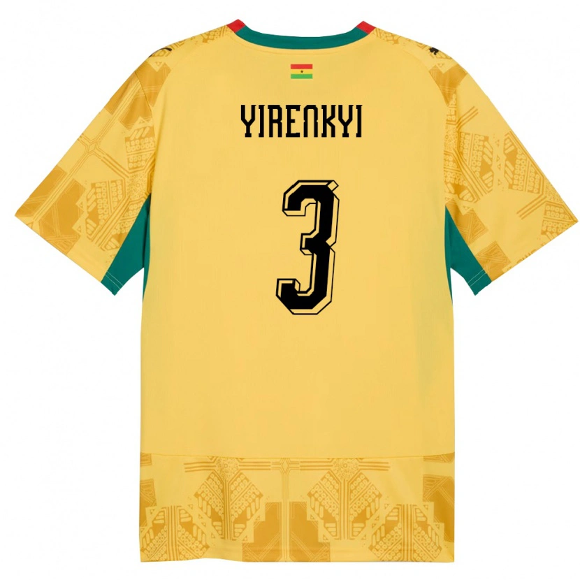 Danxen Kid Ghana Caleb Yirenkyi #3 Yellow Red Black Away Jersey 26-28 T-Shirt