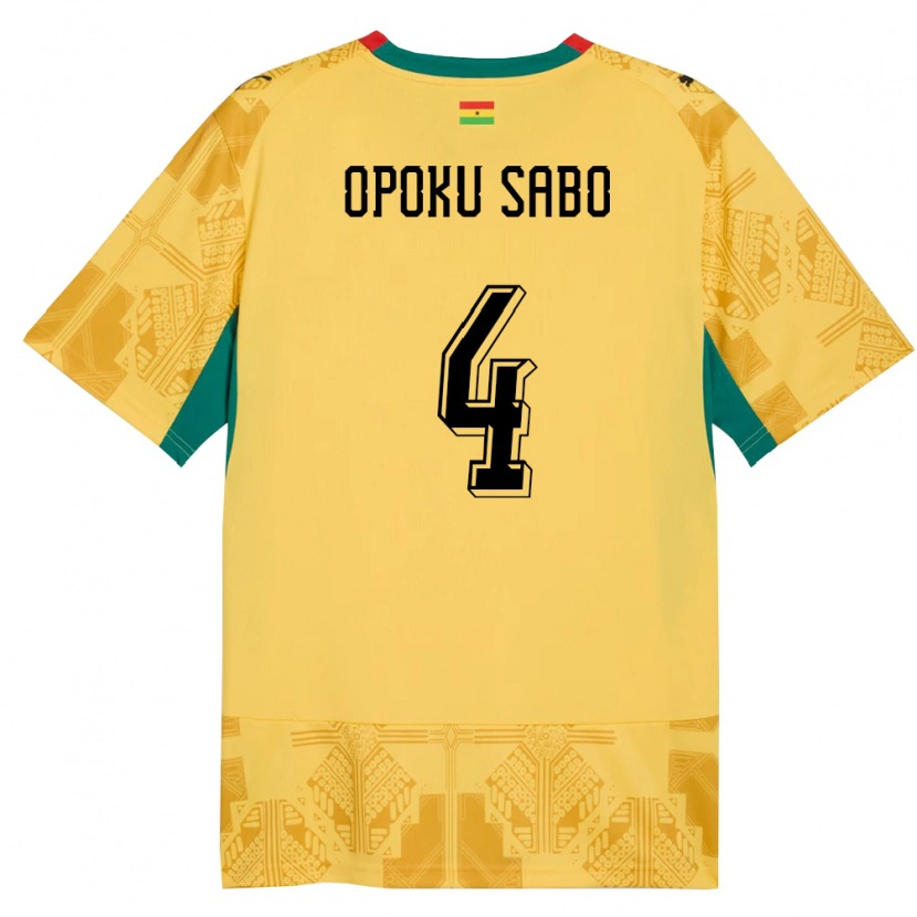 Danxen Kid Ghana Alex Opoku Sabo #4 Yellow Red Black Away Jersey 26-28 T-Shirt