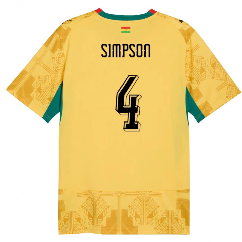 Danxen Kid Ghana Razak Simpson #4 Yellow Red Black Away Jersey 26-28 T-Shirt