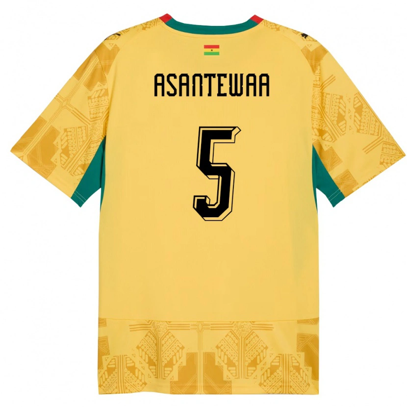 Danxen Kid Ghana Grace Asantewaa #5 Yellow Red Black Away Jersey 26-28 T-Shirt