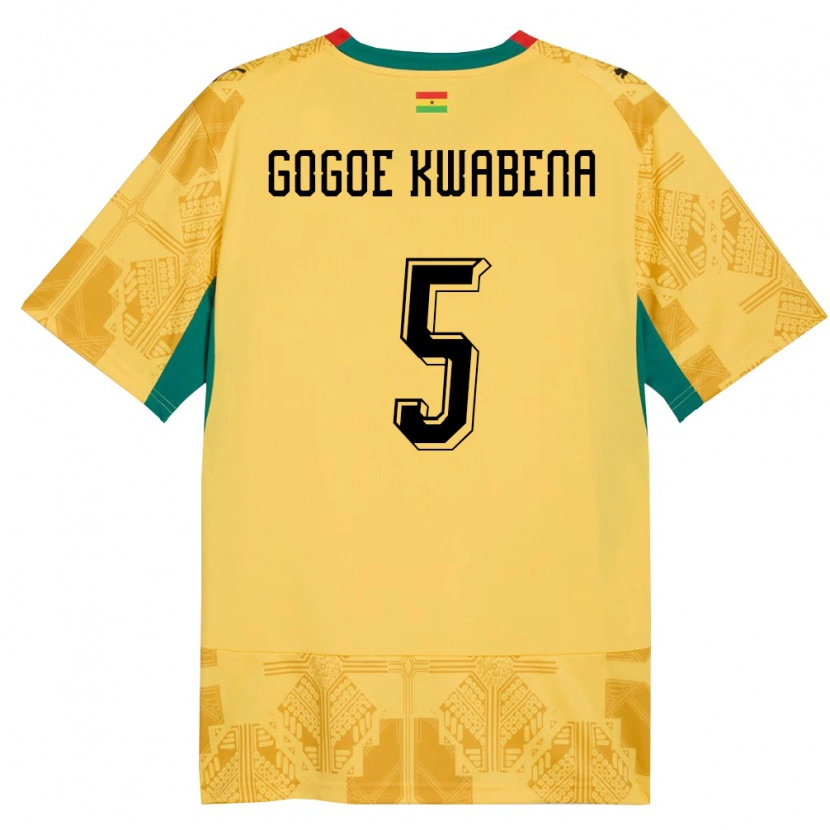 Danxen Kid Ghana Boahen Gogoe Kwabena #5 Yellow Red Black Away Jersey 26-28 T-Shirt