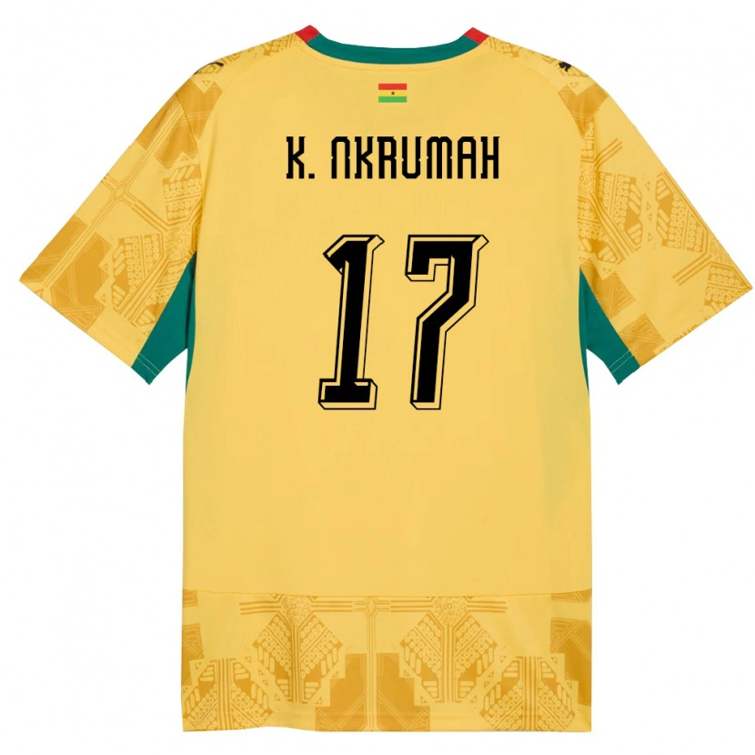 Danxen Kid Ghana Kelvin Nkrumah #17 Yellow Red Black Away Jersey 26-28 T-Shirt