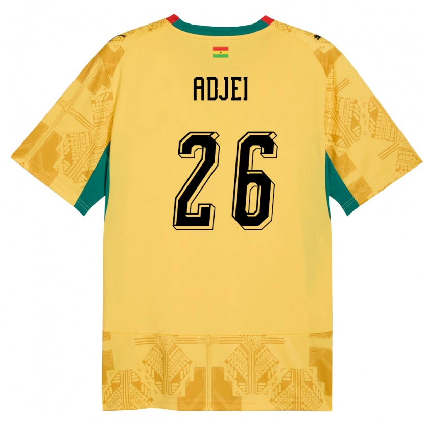 Danxen Kid Ghana Nathaniel Adjei #26 Yellow Red Black Away Jersey 26-28 T-Shirt