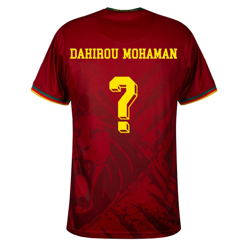 Danxen Kid Cameroon Nourou Dahirou Mohaman #0 Deep Red Green Yellow Away Jersey 26-28 T-Shirt