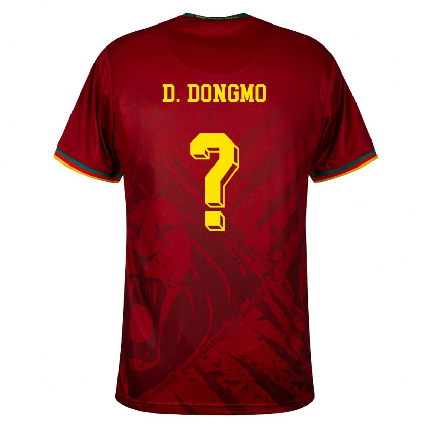 Danxen Kid Cameroon Danel Dongmo #0 Deep Red Green Yellow Away Jersey 26-28 T-Shirt