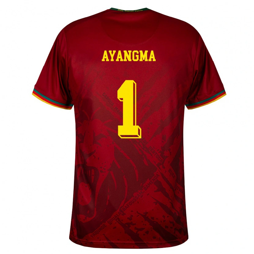 Danxen Kid Cameroon Pauline Ayangma #1 Deep Red Green Yellow Away Jersey 26-28 T-Shirt
