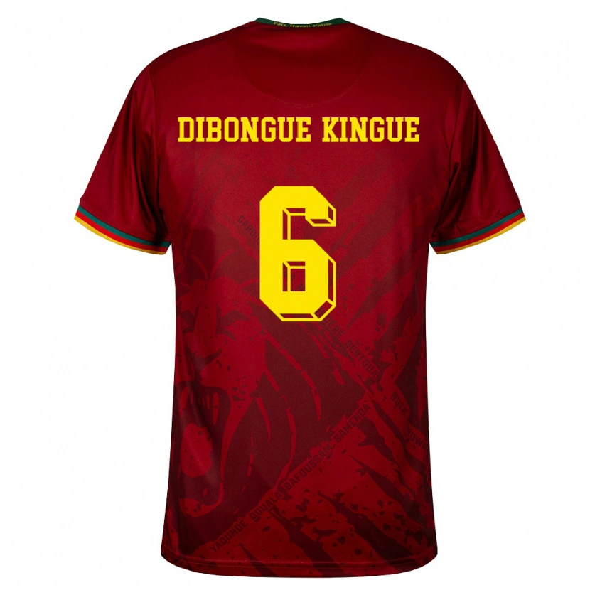 Danxen Kid Cameroon Gael Dibongue Kingue #6 Deep Red Green Yellow Away Jersey 26-28 T-Shirt