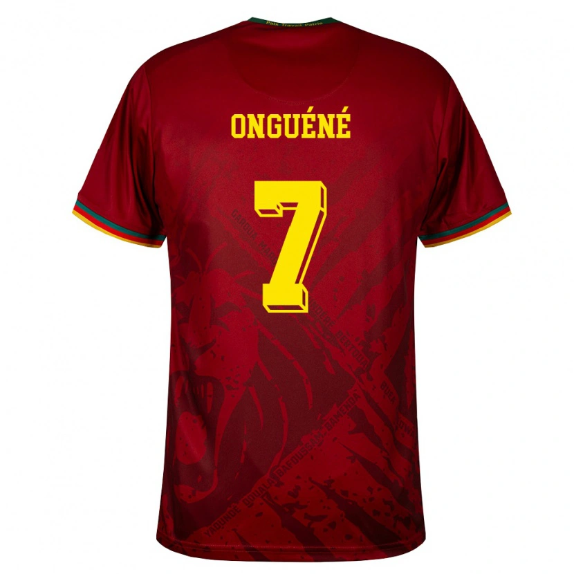 Danxen Kid Cameroon Gabrielle Onguene #7 Deep Red Green Yellow Away Jersey 26-28 T-Shirt
