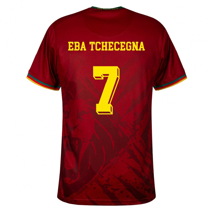 Danxen Kid Cameroon Arnold Eba Tchecegna #7 Deep Red Green Yellow Away Jersey 26-28 T-Shirt