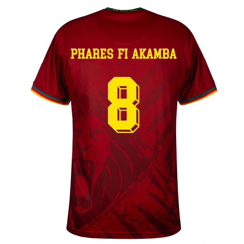 Danxen Kid Cameroon Collins Phares Fi Akamba #8 Deep Red Green Yellow Away Jersey 26-28 T-Shirt