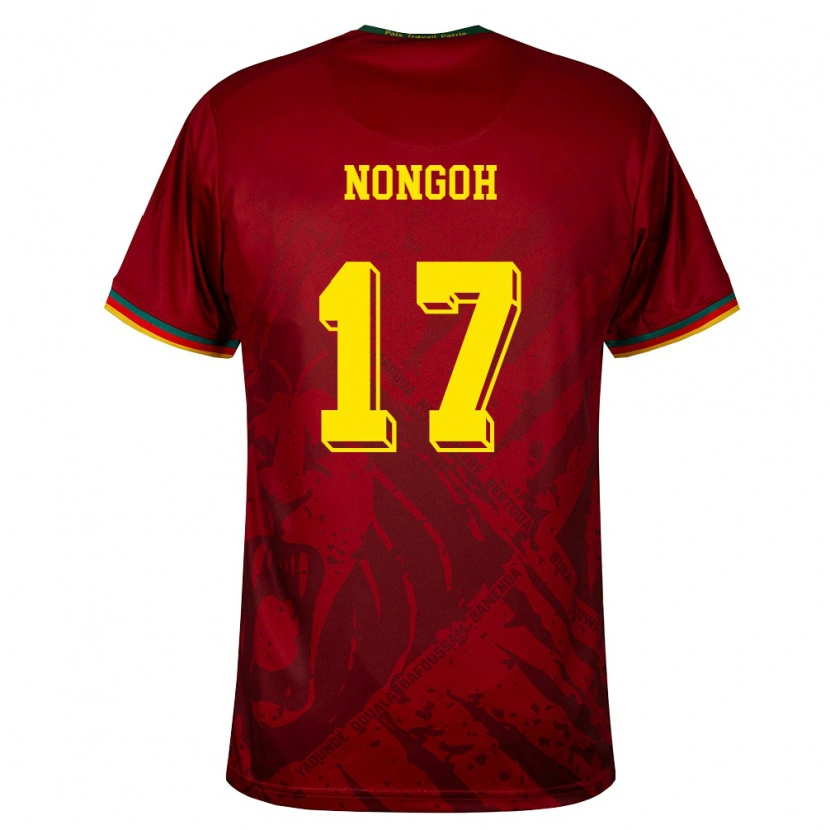 Danxen Kid Cameroon Samuel Nongoh #17 Deep Red Green Yellow Away Jersey 26-28 T-Shirt