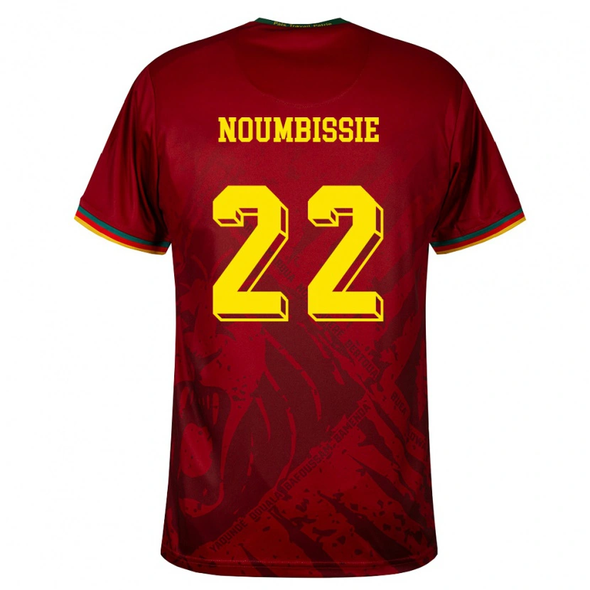 Danxen Kid Cameroon Stéphane Noumbissie #22 Deep Red Green Yellow Away Jersey 26-28 T-Shirt