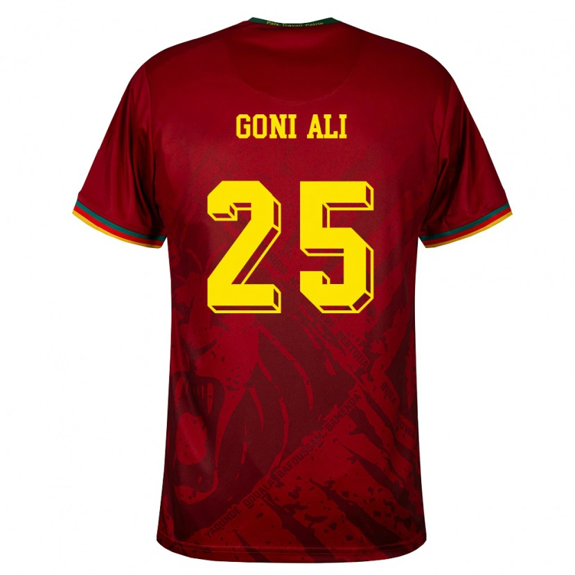 Danxen Kid Cameroon Goni Ali #25 Deep Red Green Yellow Away Jersey 26-28 T-Shirt