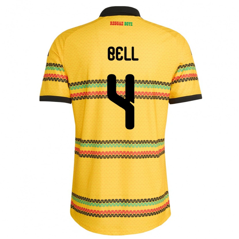 Danxen Men Jamaica Amari'i Bell #4 Yellow Black Green Home Jersey 26-28 T-Shirt