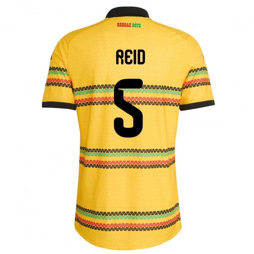 Danxen Men Jamaica Adrian Reid #5 Yellow Black Green Home Jersey 26-28 T-Shirt