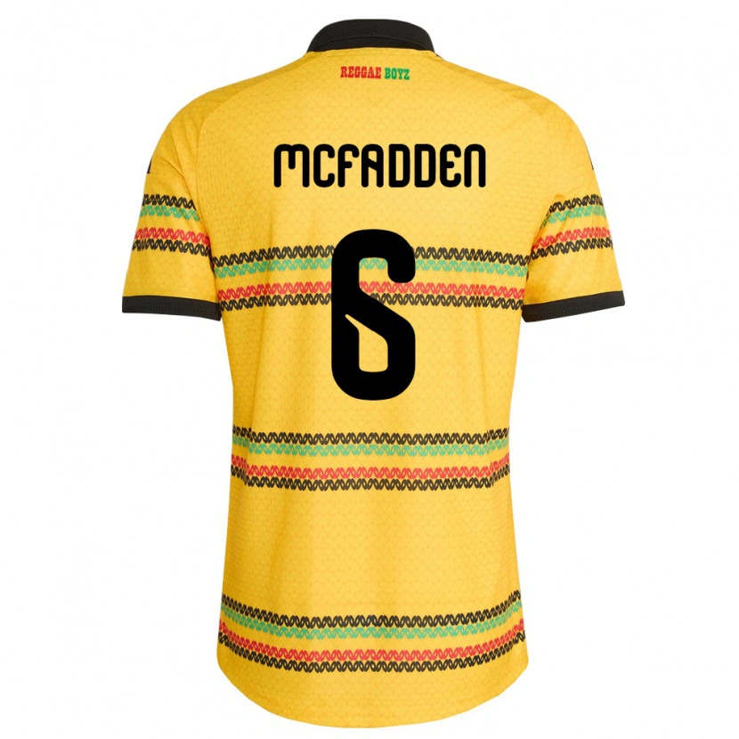 Danxen Men Jamaica Logan Mcfadden #6 Yellow Black Green Home Jersey 26-28 T-Shirt