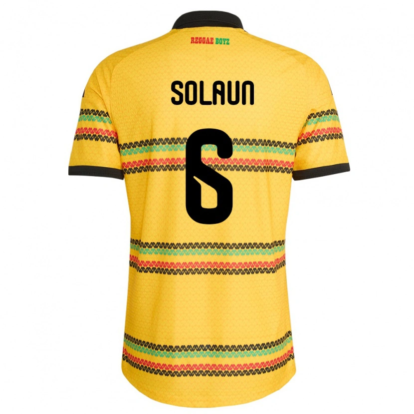 Danxen Men Jamaica Havana Solaun #6 Yellow Black Green Home Jersey 26-28 T-Shirt
